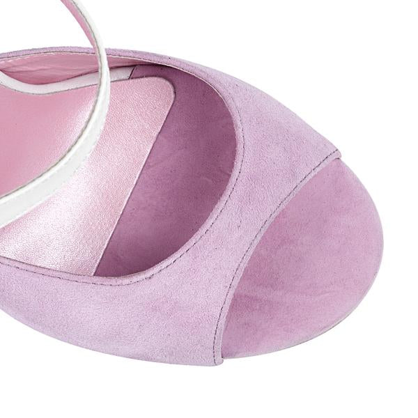 Princesse Tango A19B cuir blanc et daim rose