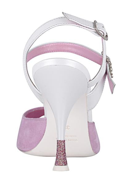 Princesse Tango A19B cuir blanc et daim rose