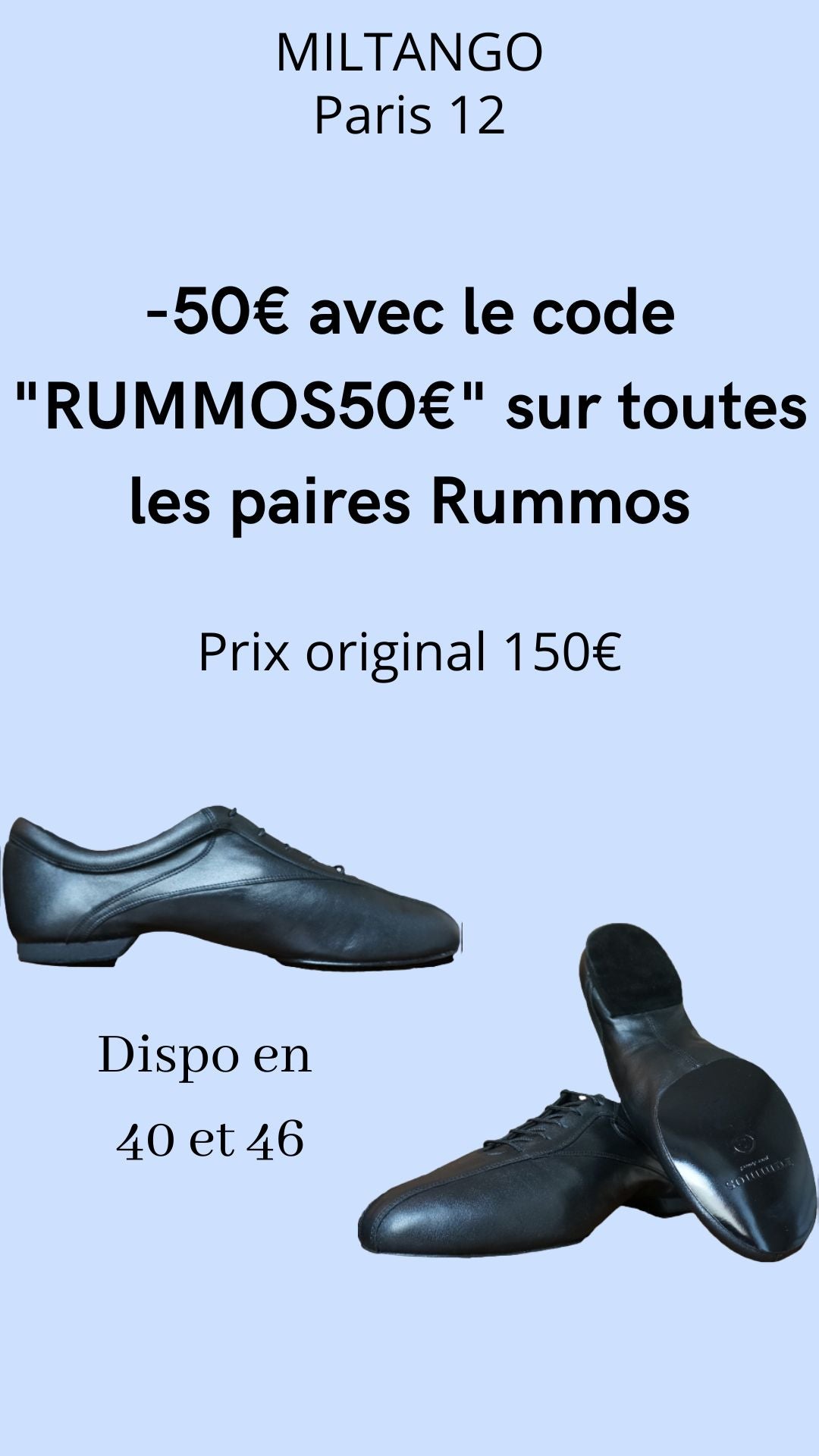 Rummos Pablo cuir noir bi-semelle ferme sous les métatarses et souple à la pliure du pied.