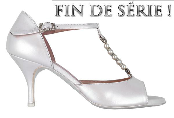 Princesse Tango A213 cuir blanc nacré perles