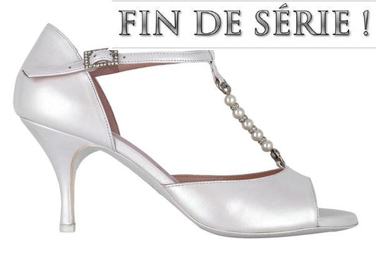 Princesse Tango A213 cuir blanc nacré perles
