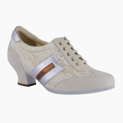 Pratica donna Pizzo panna Tacco 4 cm
