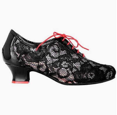 Pratica donna Pizzo nero Tacco Talon 4 cm