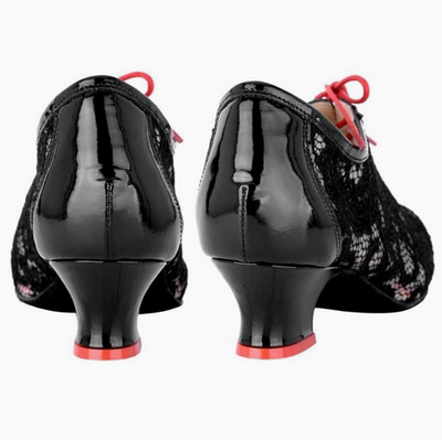 Pratica donna Pizzo nero Tacco Talon 4 cm