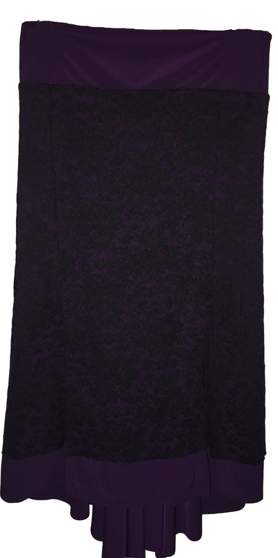 TI Jupe milonguera violette dentelle noire UNIQUEMENT EN STOCK, PAS DE COMMANDE POSSIBLE EN ARGENTINE