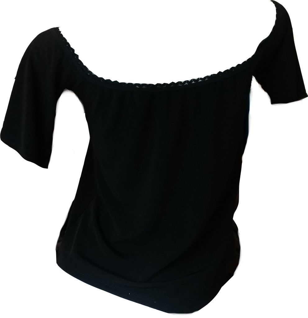 MJ 26 top noir col V manche courte